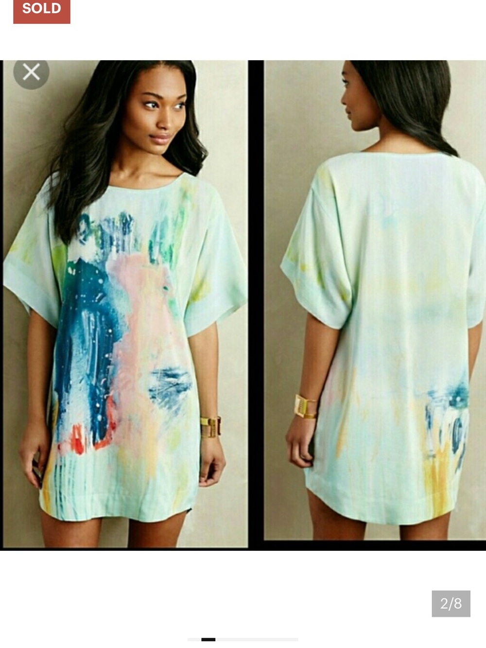 Maeve - Watercolor Print Short Sleeve Women's Dress